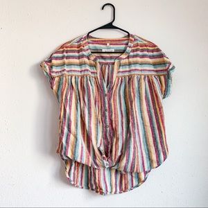 Lou & Grey Colorful Striped Button Top / L